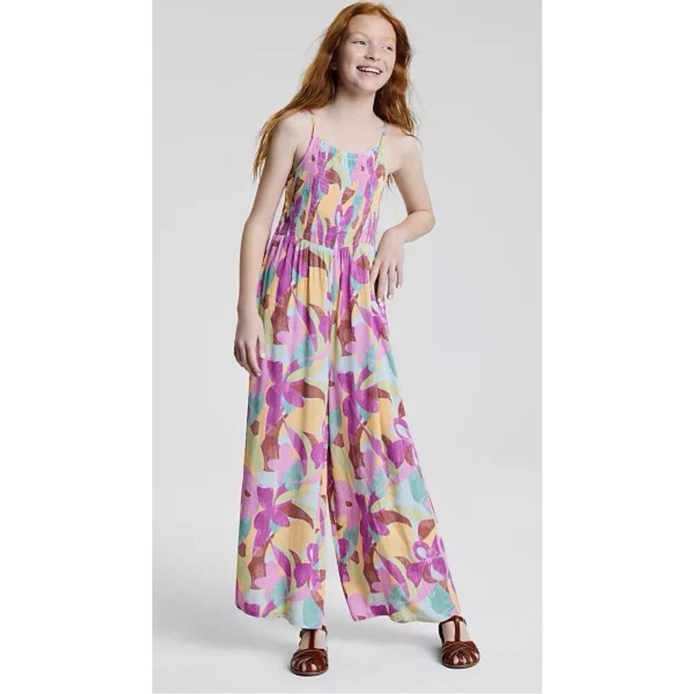 Roxy Big Kid Girls Straight Neck Sleeveless Jumpsuit Floral XL 16